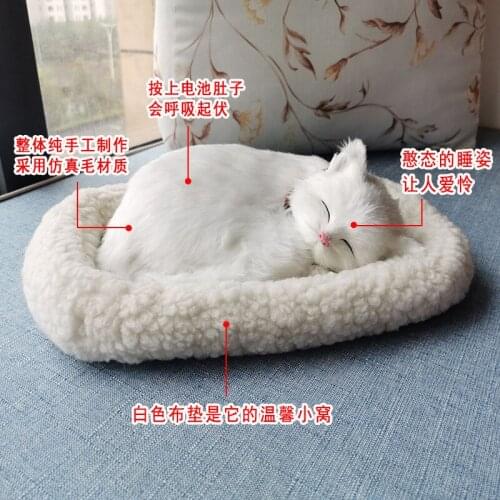 Breathing cat simulation cat model ornaments Plush sleeping dog home decorations photography props crafts home decor home resin