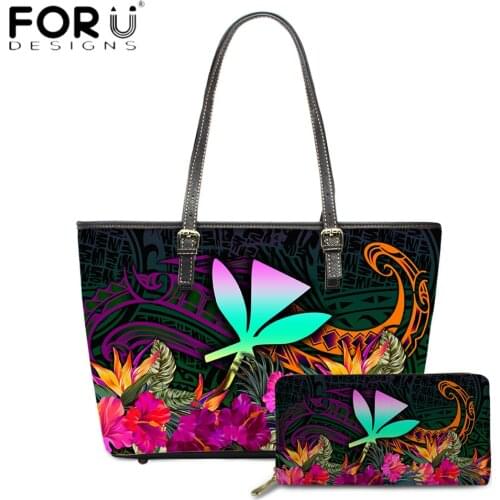 FORUDESIGNS High Quality Women Luxury Design Shoulder Bag Hawaii Style Polynesian Hibiscus Flower Printing Female Casual Sac