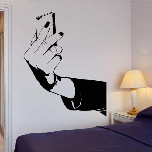 Mobile Phone Photos Selfie Wall Decal Houseware Removable Fashion Girls Room Art Mural Bedroom Glanour Woman Vinyl StickerSYY460
