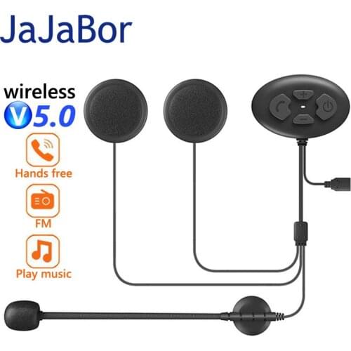 JaJaBor Motorcycle Helmet Headset Wireless Headphone Auto Answered Handsfree FM Radio Bluetooth-compatible Motorbike Earphone