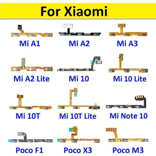 Power On Off Volume Side Button Key Flex Cable For Xiaomi Mi A1 A2 Lite A3 Mi 9 10 10T 11 Lite Pro Mi Note 10 Pro Poco F1 X3 M3