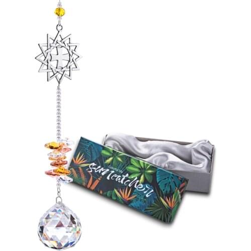 H&D Window Suncatcher Ornament With Star Decor Rainbow Maker Crystal Prisms Hanging Kit for Home Garden Office Room Decor Gift