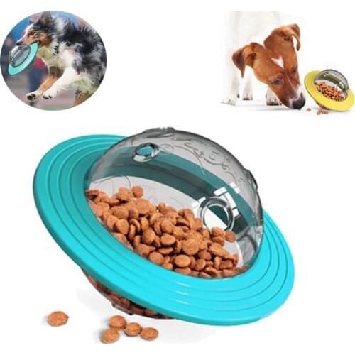 Pet Dog Toys Funny Dog Cat Food UFO Treat Ball Bowl Toy Pet Shaking Leakage Food Container Puppy Cat Slow Feed Pet Tumbler Toys