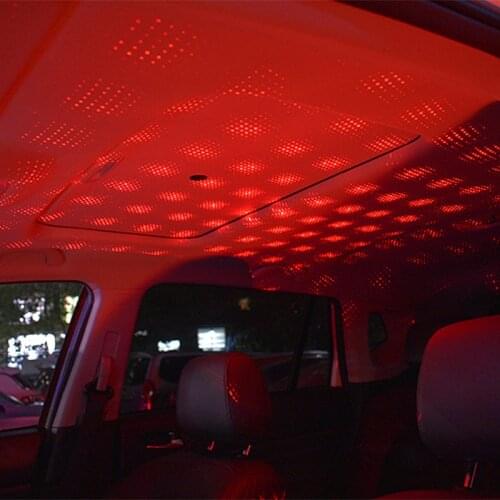 USB Car Interior Roof Atmosphere Starry Sky Lamp LED Projector Star Night Light Red Blue Green Light