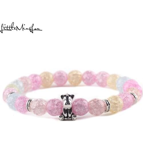 Natural stone colorful beads unicorn charm child kids girl women bracelet for women Bracelets & Bangles jewelry