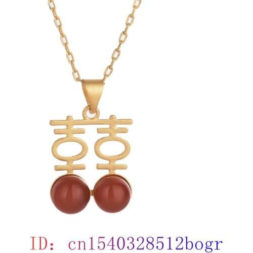 Red Jade Xi Pendant Gemstone Agate Chalcedony Amulet Fashion Crystal Necklace 925 Silver Natural Zircon Women Chinese Gifts