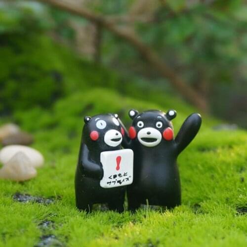 Set 2pcs Black Bear Miniature , Ghibli Figurines Fairy Garden Supplies Terrarium Accessories Animal Figurines