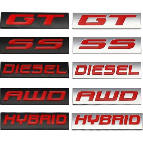 Car Sticker Badge GT SS AWD Hybrid Diesel Tubro Emblem Decals for Chevrolet Peugeot Ford Focus Hyundai Alfa Romeo BMW Honda Opel