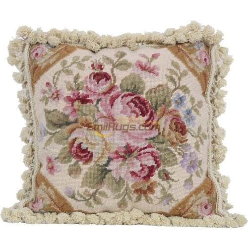 Needlepoint cushion Rococo cloth art Baroque soft Hand woven pillow Pure wool