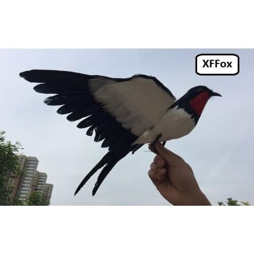 New simulation wings swallow bird model foam&furs black&white bird doll gift about 35cm xf0573