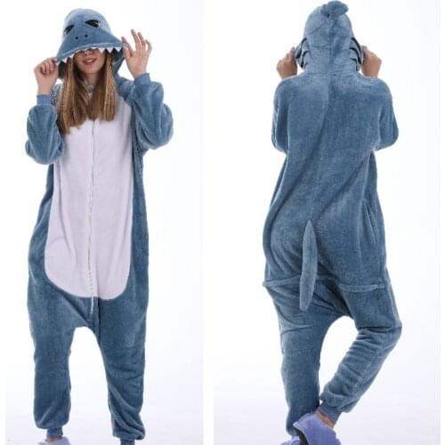 New Grey Shark Onesies Adult Pajamas Cosplay Kigurumi Pyjamas Cartoon Halloween Costume Sleepwear Jumpsuit Clothes