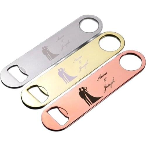 Name Bottle Opener made of Stainless Steel Engraved Text Custom metal bottle opener creative letter logo pattern bottle opener