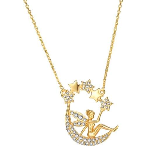 24K Gold Plated Pendant Necklaces for Women Fashion Simple Angel Necklace with Pendants for Wedding Chain Fashion Jewelry Gifts