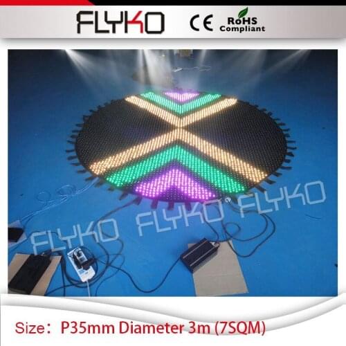 P35mm full color RGB flexible led video curtain 3m diameter round DJ stage display led screen