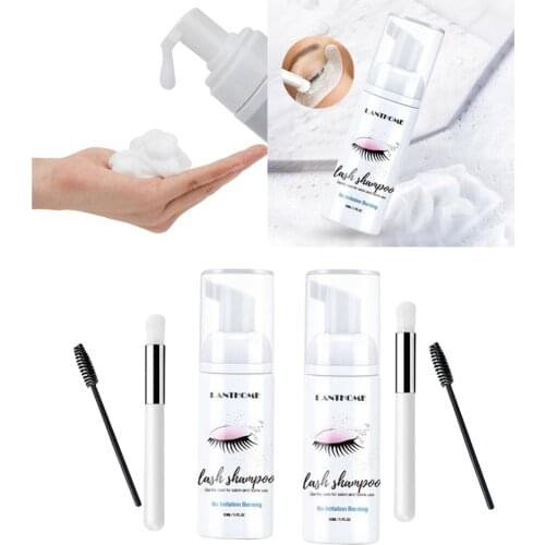 2x 50ml Eyelashes Cleaning Foam Eyelashes Mousse Foam Cleaner Eyelash Extension Clean Shampoo Gentle No Stimulation