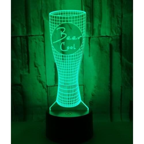 Beer Cup Colorful 3d Table Lamp Remote Touch switch Desktop Decoration 3d Lamp Touch Remote Control Table Lamp For Bedroom