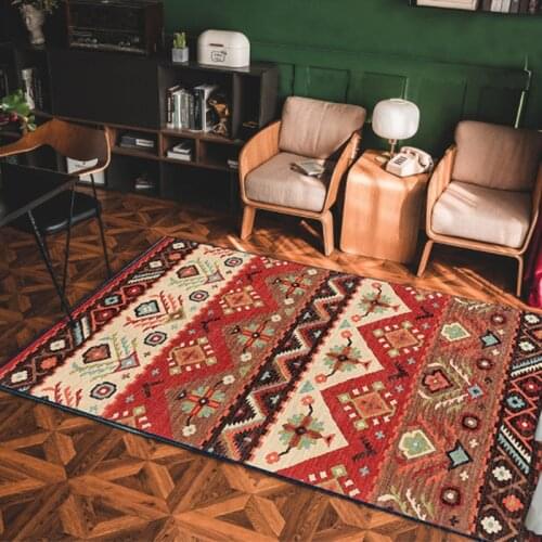 Retro Rugs Bohemian Living Room Carpet Home Sofa Big Carpet Hand Woven Cotton Linen Rug Hotel Coffee Table Cushion Bedroom Mat