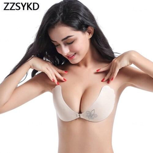 Sexy Lingerie Women Self Adhesive Stick On Bra Silicone Seamless Lift Up Invisible Bra Tape Front Closure Strapless Push Up Bras