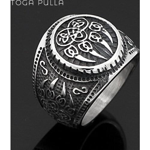 Retro Nordic Viking Ring Men Women Stainless Steel Bear Claw Celtic Knot Ring Norse Scandinavian Vikings Amulet Jewelry
