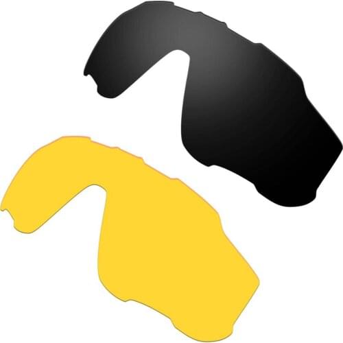 HKUCO Black/Transparent Yellow 2 Pairs Replacement Lenses For Oakley Jawbreaker Sunglasses Increase Clarity