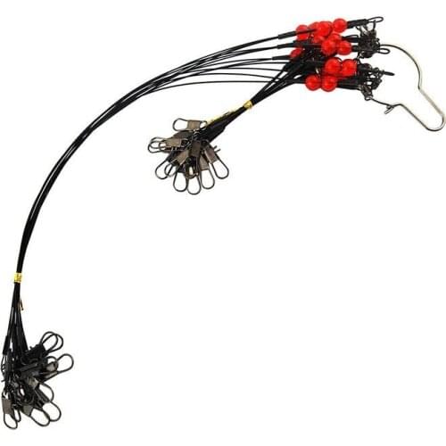 Hyaena 12pcs/lot 11.8inch 23.6inch steel Main fishing wire leader Fishing Leader Wire Rigs Trace with Swivels Snaps Beads