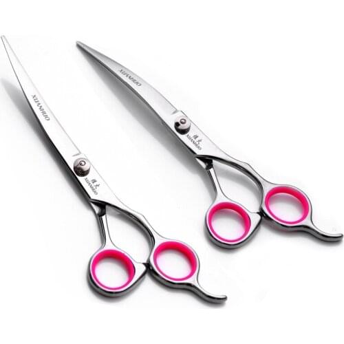 Trim pet hair cut flat 7 "scissors bottom bend up grooming scissors cat dog shear tools