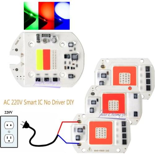 LED COB Chip 20W 30W 50W 220VAC Smart IC No Driver DIY For LED Floodlight Decoration Red Blue or RGB Alternation Colorful Lamp