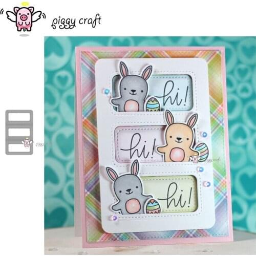 Piggy Craft metal cutting dies cut die mold Dotted rectangle frame Scrapbook paper craft knife mould blade punch stencils dies