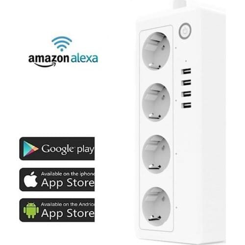 Smart Home Power Strip Electrical Socket Wifi Wireless Remote Control 4 USB 3 Outlet Plug For Amazon Alexa Google Home