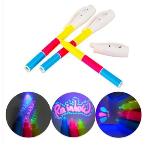 Magic 3 Colors UV Fluorescent Pen Light Combo Creative Stationery Invisible Ink Pen Stationery Office School Supplies Secret DIY