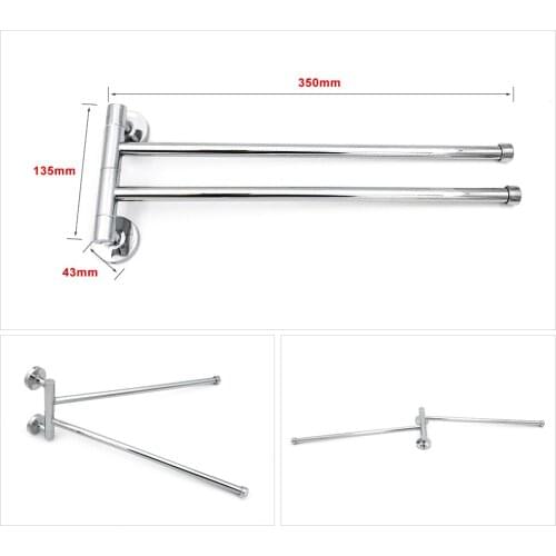 360 degree rotating practical durable Stainless Steel bathroom double towel bar double towel rack good quality reasonable price