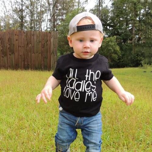 All The Ladies Love Me Funny Kids Tshirt Short Sleeved Fashion Letters Print Boys T-shirt Toddler Boy Casual Summer Tshirts Tops