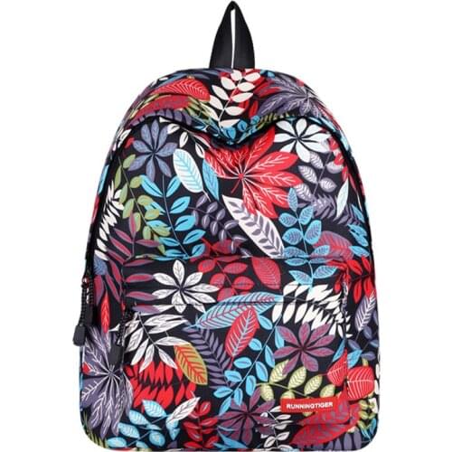 Leaves Printed Women Backpack Fashion School Bags for Girls Large Capacity Backpacks for College Students