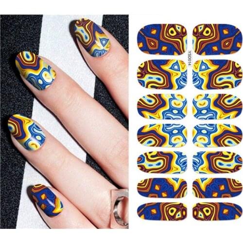 1 sheet DIY Nail Art Water Transfer Stickers Ink Painting Stripe slider adhesive Watermark Decals Women Beauty Wedding Nails