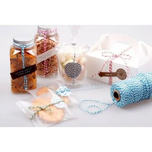 100m Cotton Bakers Twine 110 Yard Spool Colorful Shimmer Rope Wedding Baby Shower Party Decor Favor Christmas Gift Tag String