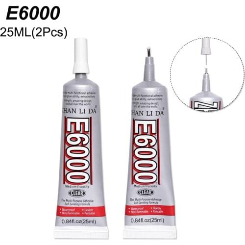 2Pcs 25ml E6000 Glue Touch Screen Jewelry Bead Cloth Adhesive Glass Super Crystal Clear Mobile Phone PVC B6000 B7000 E8000 T6000