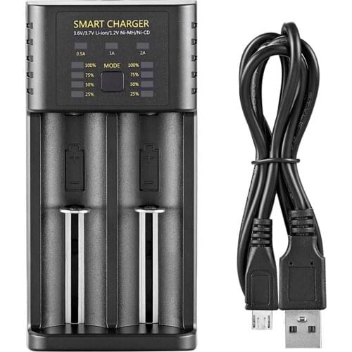 2 Slot 18650 Charger 3.7V 18350 18500 16650 Lithium-Ion Battery Smart Charger 5V 2A USB Cell Charging Station Stand