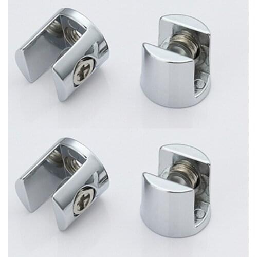 4pcs Glass Clamp Glass Plated Brackets Zinc Alloy Chrome finish Shelf Holder Support Brackets Clamps For 6-8mm/ 8-10mm/ 10-12mm