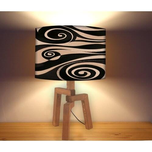 Hose Patterned Lampshade, Wood Floor Standing Modern Lampshade