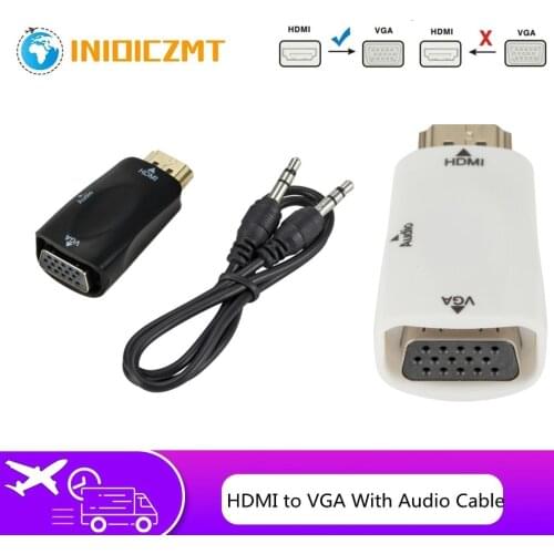 INIOICZMT HDMI to VGA Adapter HDMI Male to VGA Female Adapter HD 1080P Audio Cable for PC Laptop TV Box HDMI VGA Converter