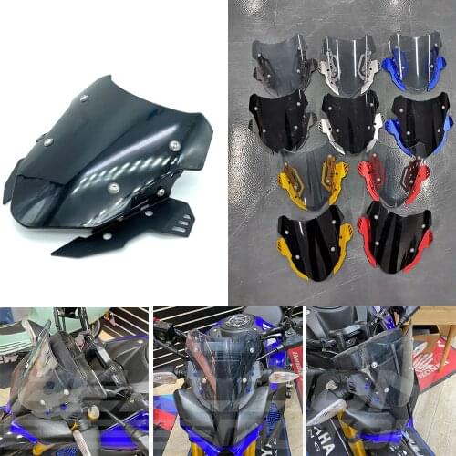 REALZION Aluminum Motorcycle Visor Fairing Screen Windshield Windscreen Wind Deflector For Yamaha MT15 MT-15 MT 15 2019 2020