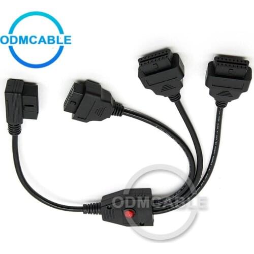 OBDII 16 Pin 1 Male Splitter to 3 Female Extension Cable OBD2 Car Diagnostic Extender Cord Adapter 50cm