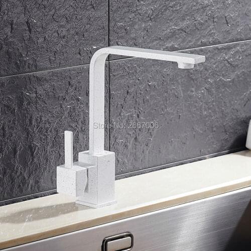 Newly Kitchen Faucet White paint Brass material Sink Mixer Taps Deck Mounted Hot and Cold water crane ZR585