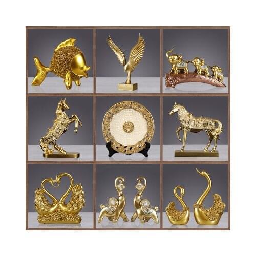 European creative golden decoration lucky living room wine cabinet TV cabinet home decoration porch crafts furnishings