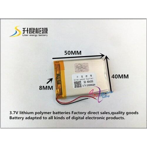 Best battery brand 1pcs 3.7V,2000mAH 804050 polymer lithium ion / Li-ion battery for model aircraft,GPS,mp3,mp4,cell phone,speak