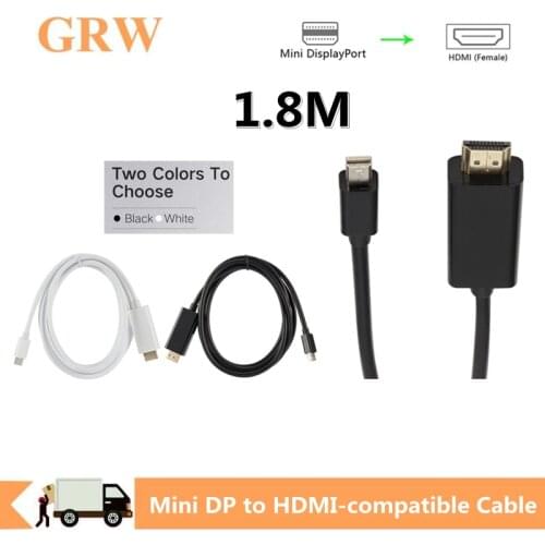 Grwibeou 1.8M Mini DP to HDMI-compatible Cable Male to Male Mini Displayport to HDMI-compatible Adapter for Macbook TV Project