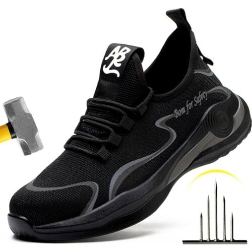 Fashion Safety Shoes Men Steel Toe Shoes Anti-puncture Work Sneakers Indestructible Work Sefety Boots Male Shoes Work Boots