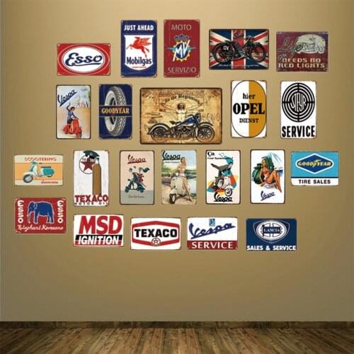 Motorcycle/Indicator Sign Shabby Chic Vintage Tin Sign Hotel Pub Bar Club Garage Shop Restaurant Home Art Wall Craft Decor