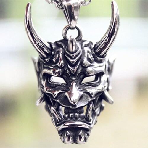 Retro New Triangle Ghost Prajna Pendant Mens Necklace Personality Trendy Nightclub Hip Hop Jewelry Accessories