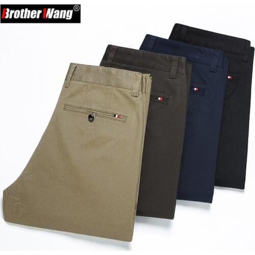 4 Color Mens Business Regular Fit Casual Pants 2021 Autumn New Stretch Cotton Straight-leg Trousers Male Brand Clothing